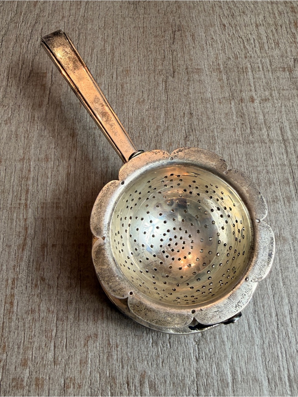Vintage Marked Sterling 950 Tea Strainer and Stand